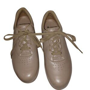 SAS Free Time Womens Taupe Lace-Up Walking Shoes Size 10N Leather Comfort Insole